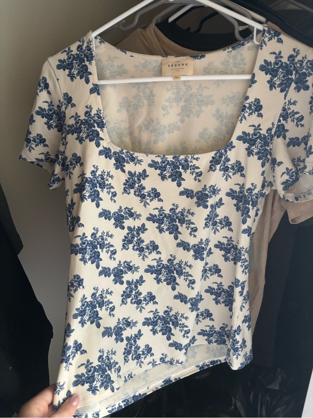 Sezane Amara T-shirt Fiori Blue Print - Pink Creation - Size XL